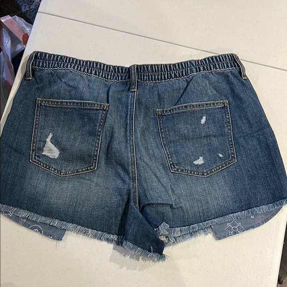 Aerie Blue Jean Shorts with Distressed Cut-Off Style - Picture 5 of 5